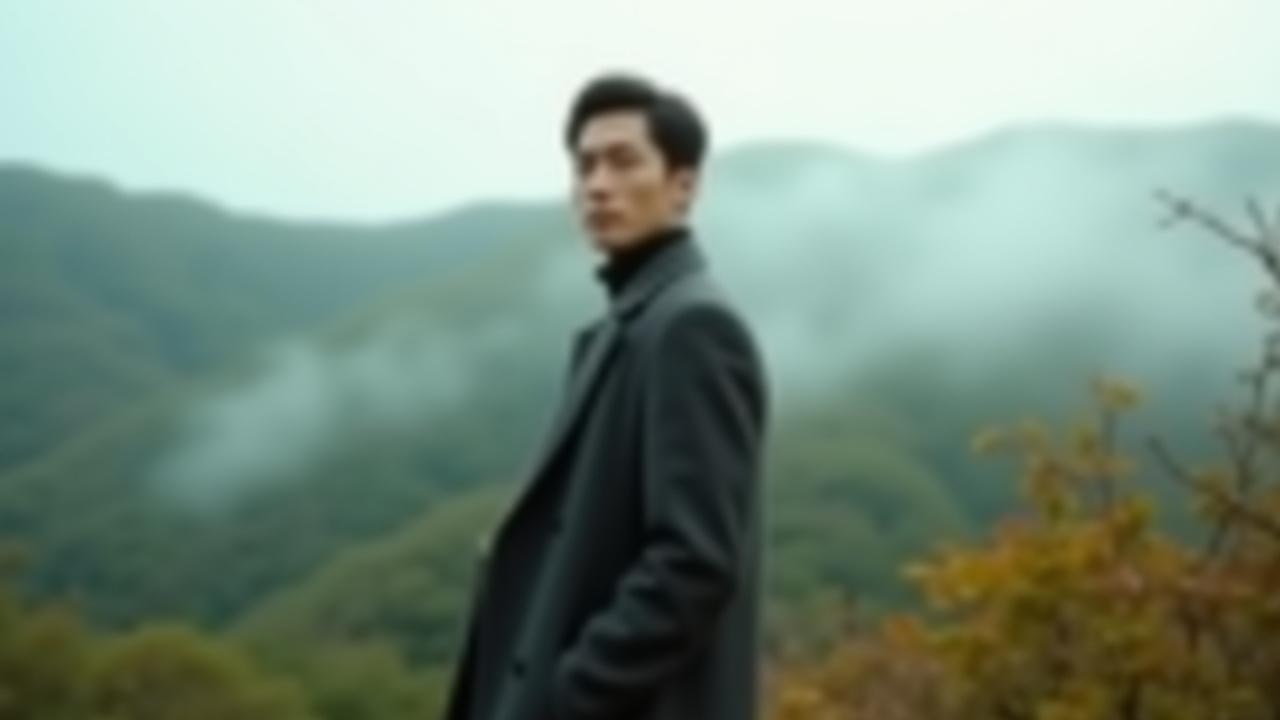 지리산에서 Jirisan Wardrobe 아우터를 입은 모델